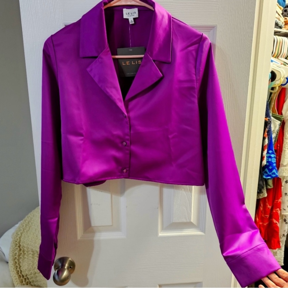 Wowlelis Crop Fuchsia Color Blouse - image 2